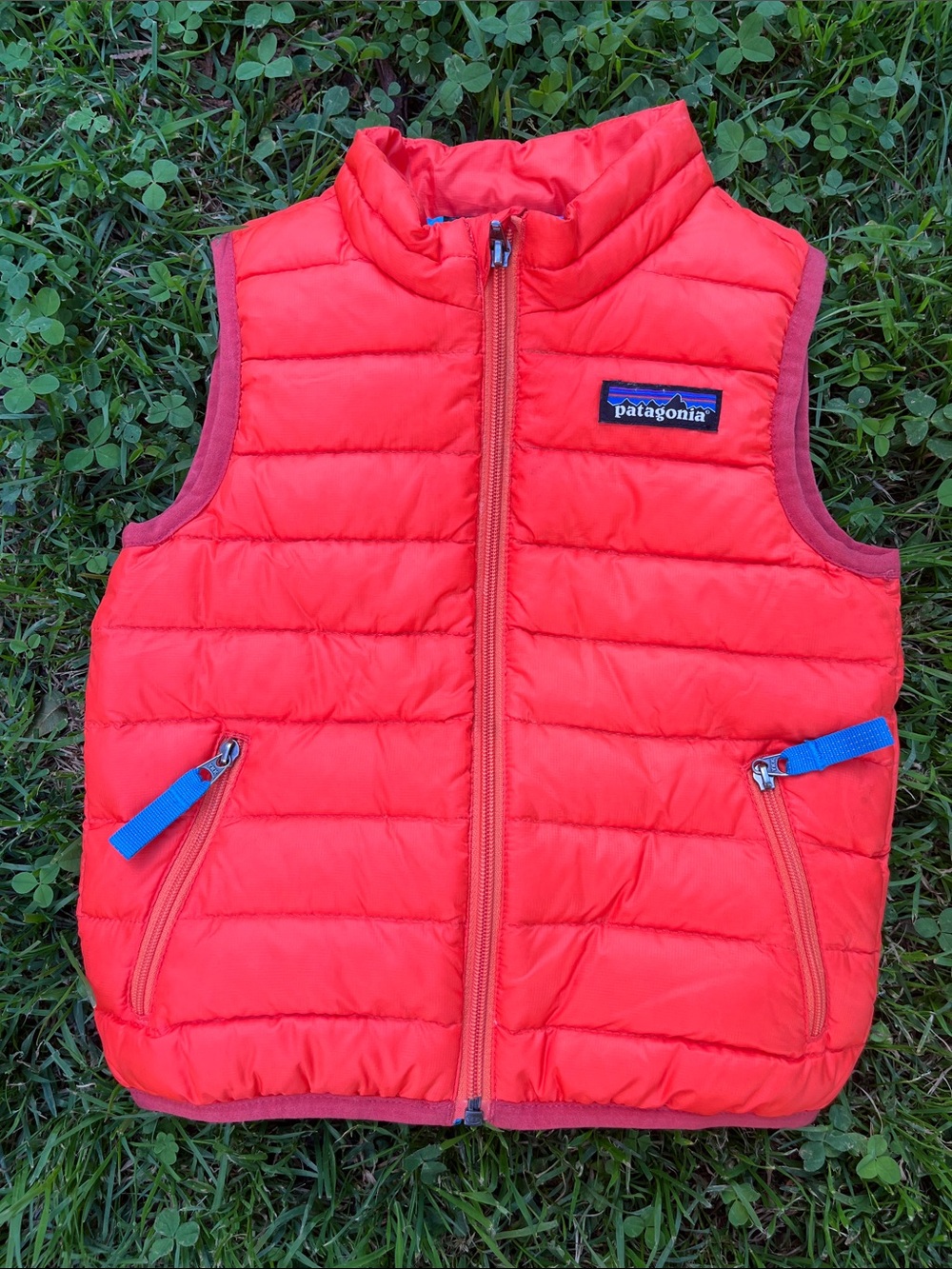 Patagonia Toddler 12-18 Months Sweater Vest Orange Blue Trim